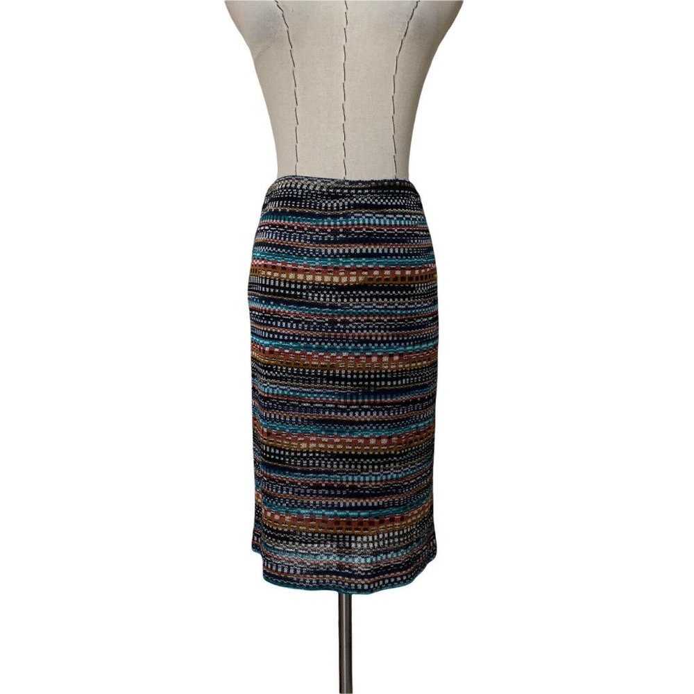Vintage 80s Missoni Orange Label Knit Stripe Chevron Wrap Skirt sz 40 Small